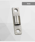 Front view of a steel 360-degree rotatable torque hinge leaf with two mounting holes.