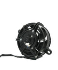 Gotta Have This Universal 4 Inch Electric Cooling Fan For Motorcycle Radiator And Oil Cooler Slaps Right On Any Dirt Bike Motocross Or ATV To Keep Her Chillin And Boost Horsepower side view showing black shroud and electric motor