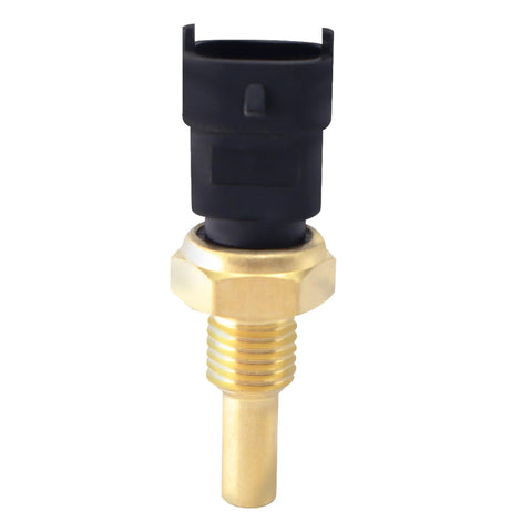 Close-up of HiSport 213-4777 coolant temperature sensor with brass threaded probe and black plastic connector