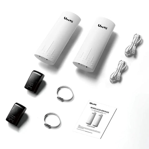 Long Range Outdoor Wireless Bridge For Point To Point Links 5.8 GHz 3 Km Extend Barn And Surveillance Networks, kit components