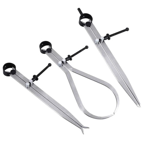 Amazon Big Horn 19053C 3-piece 8-inch spring calipers/dividers set; silver metal with black knobs