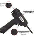 Heavy Duty Air Punch Nailer And Nail Remover Pro Grade Pneumatic Tool With One Quarter Inch NPT Air Inlet 80 120 PSI Drives And Pulls Ten To Twenty Gauge Nails Black Built For Pros And DIYers Framing Trim And Remodeling shown with adjustable exhaust and ergonomic grip.