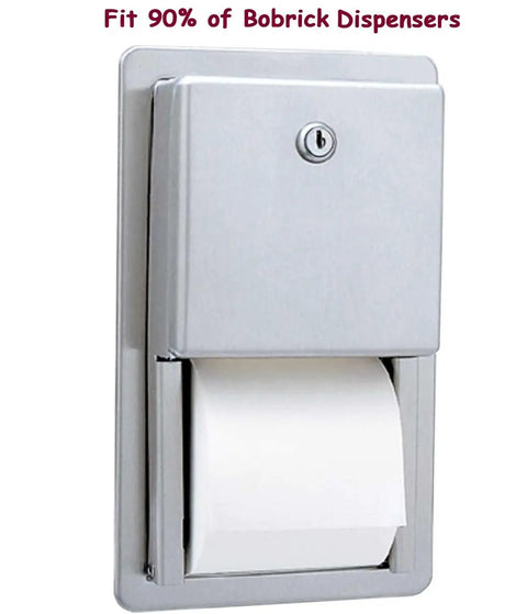 Universal Replacement Keys Pack Of 6 For Most Paper Dispensers, wall-mounted metal paper dispenser, shown in silver.