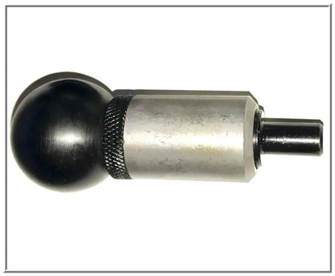 Heavy Duty Spring Loaded Pull Pin With 3/8 Inch Plunger, steel barrel and phenolic knob, side view.