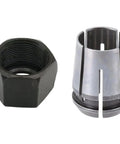 Super Cool 12.7Mm Collet And 12Mm Nut Set For CNC Router With Alloy Steel Chuck That Fits 3612BR RP1800 Engraving Machines Like A Charm showing collet and nut set.