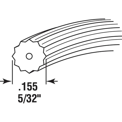 Diagram of Bulk Screen Spline 0.155 Inch Diameter 25 Foot Roll Black Vinyl Spline For Window And Door Screens