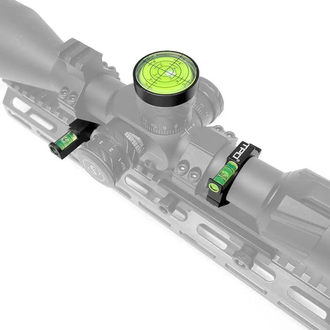 Anti Cant 1 Inch Rifle Scope Bubble Level Kit with Picatinny mount and bulls-eye alignment for long range shooting on aluminum matte finish
