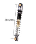 Beefy 43mm Aluminum Threaded Shocks Absorbers For 1/24 SCX24 RC Crawlers Grey, CNC Machined Shock Bodies, Telescopic Design