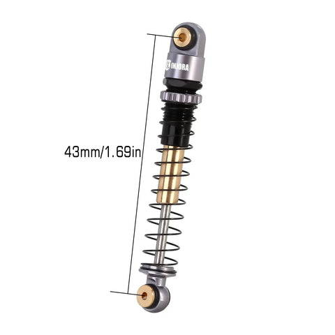 Beefy 43mm Aluminum Threaded Shocks Absorbers For 1/24 SCX24 RC Crawlers Grey, CNC Machined Shock Bodies, Telescopic Design