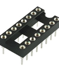 DIP IC Socket 2x8 Dual Row 16-Pin Soldering Socket, 2.54mm Pitch, 7.6mm Row Spacing, Rugged Black And Silver Plug-And-Play Adapter