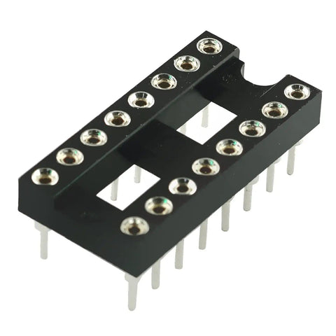 DIP IC Socket 2x8 Dual Row 16-Pin Soldering Socket, 2.54mm Pitch, 7.6mm Row Spacing, Rugged Black And Silver Plug-And-Play Adapter