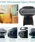 Rock Solid 170W Portable Space Heater With Smart Thermostat Delivers Hella Fast Warmth For Garage Or Bedroom Compatible With 20V Max Batteries, shown from the back with adjustments.