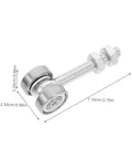 Built Like A Tank Stainless Steel Sliding Door Hanger With Double Bearing Track Rollers for Ultra Smooth Barn Door Glide. Detail of steel track roller with measurements.