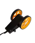 Pro Shop Ready Industrial Wheel Type Length Encoder Sensor With Crisp Digital Distance Meter Counter, black and yellow design for factory use.