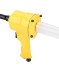 Built Like A Tank Pneumatic Rivet Gun Featuring An Easy Grip Design And Rapid Air Powered Drive For Auto Repair And Metal Fabrication 2 Point 4 To 4 Point 8 mm Fasteners In Bright Yellow close-up view of yellow air tool.