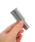 Awesome 2 Piece Aluminum Broom Tip Repair Kit With Threaded Rod Connectors For Fast Fix Of Broken Handles And Universal Stick Adapter Tools, silver aluminum connector in hand