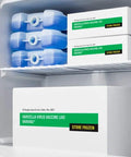Compact Medical Freezer With Digital Thermostat And Secure Front Lock Nist Calibrated Thermometer White Lab Ready Precision Cooling with frozen vaccine vials and ice packs.