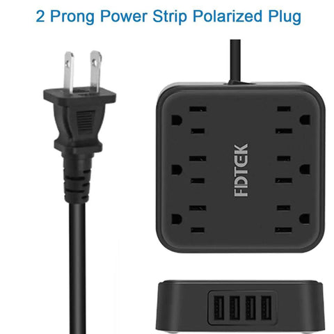 2 Prong To 3 Prong Outlet Adapter With 4 USB Ports And 6 AC Outlets Desktop Charging Hub Power Hub For Your Desk 5 Ft Extension Cord