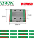 MGW15 Linear Guide Rail Kit With Carriage For CNC Machines And 3D Printers Beefy Rigidity Wide Load Capacity Gothic Arch Contact Retained Balls For Ultra Smooth Motion And Rock Solid Reliability, 54.8mm x 60mm block