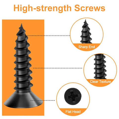 High-strength screws for Heavy Duty 40 Piece Black Stainless Steel L Bracket Corner Brace Set With 80 Screws For Shelves Cabinets