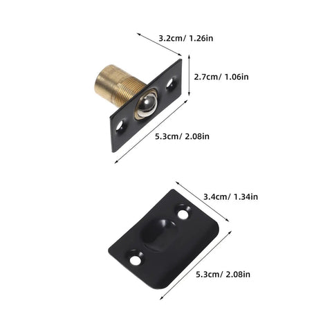 Adjustable Door Ball Catch With Invisible Design, 4 Sets Stainless Steel With Strike Plate, Cabinet Door Hardware In Black Finish