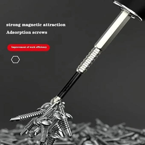 Close-up of magnetic screwdriver drill bit set with anti-slip grip, Amazon brand, includes 25–150mm bits.