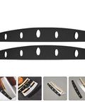 10 Piece Pizza Cutter Edge Guards And Knife Protectors with Half Round Plastic Cover, shown flat in black color.