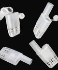 Four transparent plastic queen bee cages from the Plastic Queen Bee Cages 20 Pack Transporting Catcher Kit For Beekeeping Non Grafting Queen Cages Rearing Cup Kit For Indoor Outdoor Use Durable Lightweight Cage Set For Easy Queen Management Beekeeper Favorite Gear