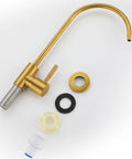 NYTFHMS Drinking Water Filter Taps Kitchen Sink, Purifier Faucet, Stainless Steel Gold 1/4 parts including faucet and washers