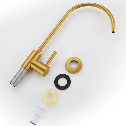 NYTFHMS Drinking Water Filter Taps Kitchen Sink, Purifier Faucet, Stainless Steel Gold 1/4 parts including faucet and washers