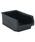 Heavy Duty Recycled Plastic Parts Organizer Bins 6 Pack Black 20 in L x 13 in W x 8 in H with interlocking lip, side view