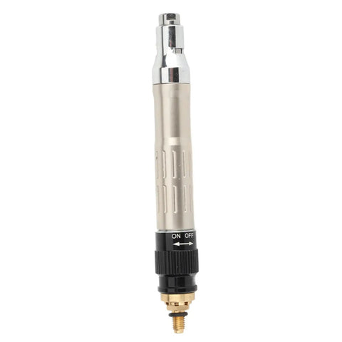 Solid Kickass Pneumatic Pencil Die Grinder Air Tool Kit Running At 70000 RPM showing the ON/OFF control and air connector side view.