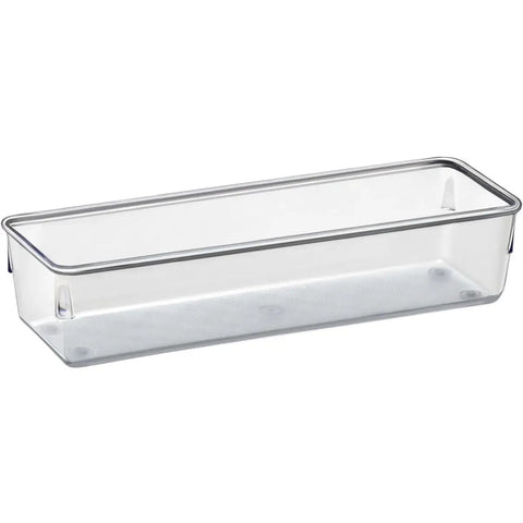 Single bin from Clear Drawer Organizer Set Four Piece Modular Bins For Office Home Makeup Kitchen And Junk Drawer Storage Crystal Clear Plastic Durable And Stackable For Easy Access Boss Level Neat Drawers.