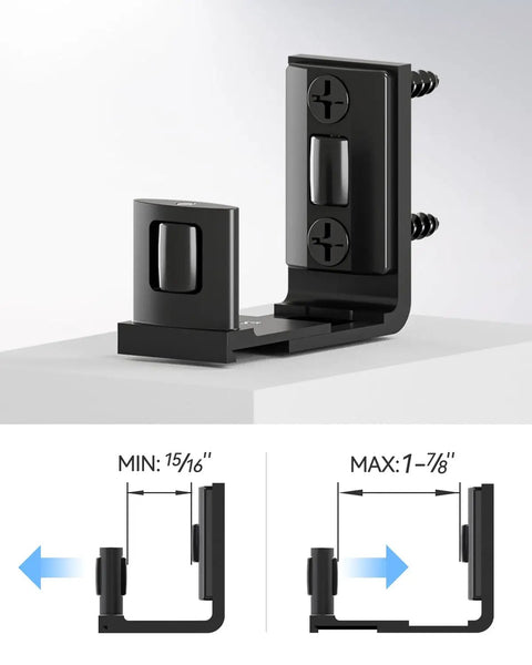 Sliding Barn Door Floor Guide Bottom Track With Adjustable U Shape Lightweight Aluminum Alloy Build Smooth Nylon Rollers Wall Mounted Hardware For Quiet Space Saving Glide And Modern Interior Setup, black, min 15/16 in max 1-7/8 in