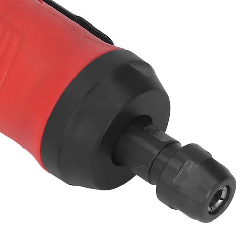 Close-up of Heavy Hitter Pneumatic Air Die Grinder turning 18000 RPM with a black chuck for precision tasks.