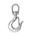 Heavy Duty 304 Stainless Steel Swivel Lifting Hook With Three Sixty Degree Spin Rust Proof Cargo Rigging Round Eye And Rock Solid Point with SWL 1000kgs rating.