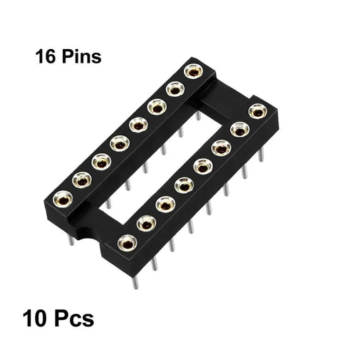 DIP IC Socket Adaptor 2.54mm Pitch With 7.6mm Row Spacing, Double Row 16 Round Pins, Soldering Ready, 10 Pack For PCB Prototyping And IC Repair
