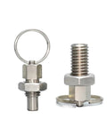 Top Shelf M6 Stainless Steel Knob Plunger With Secure Locking Threads And Smooth Glide Action Go Anywhere Indexing Hardware Pin showing two angles.
