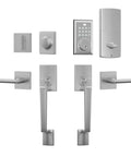 Keypad Deadbolt Electronic Keyless Door Lock Set With Exterior Handle Auto Lock 1 Touch Locking 50 User Codes Easy To Install Satin Nickel