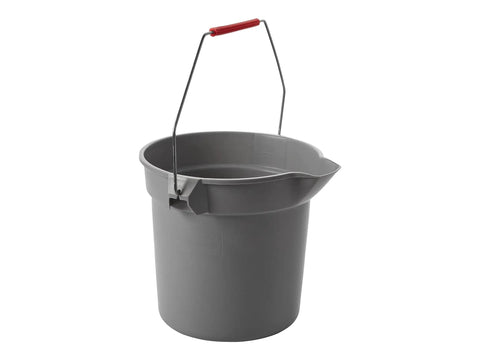 Heavy-Duty 10-Quart (2.5-Gallon) Round Bucket With Graduations, Easy Pour Spout, And Corrosion-Resistant Bail Handle For Pro Cleaning And Material Transport Gray Pail