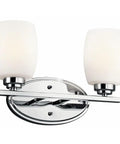 Eileen 14.25 Inch Two Light Vanity Light With Satin Etched Cased Opal Glass And Chrome Finish shown front view