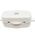 Six Foot White Lamp Cord With Rotary Switch And Polarized Plug, Stripped Ends For Wiring And Lamp Repair, UL Listed Safe, Durable SPT1 Wire, Ideal For Rewiring Lamps. White cord switch close-up