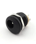 Professional Grade 10 Pack 5.5Mm X 2.1Mm 3 Pin Female DC Power Jack Panel Mount Screw Nut Kit showing a single connector with metal housing.