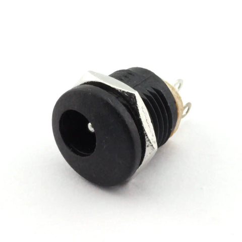 Professional Grade 10 Pack 5.5Mm X 2.1Mm 3 Pin Female DC Power Jack Panel Mount Screw Nut Kit showing a single connector with metal housing.