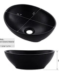 Rectangle Vessel Sink With Matte Black Exterior And White Interior, 19x15 Inch Above-Counter Bathroom Vanity Sink, side and top view