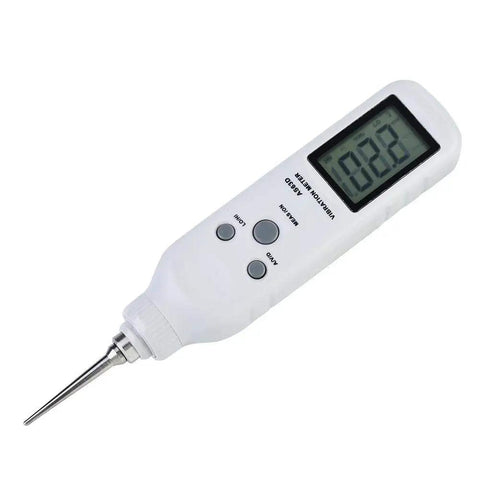 Pen Style Vibrometer With High Sensitivity Accelerometer Digital Vibration Meter And Handy Tester For On The Go Diagnostics AS63D Portable Vibration Analyzer With Storage Case, white handheld with metal probe