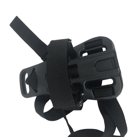 Scuba Tank Backpack for Single Tank with Adjustable Tank Holder, showing black nylon plastic straps, rugged design.
