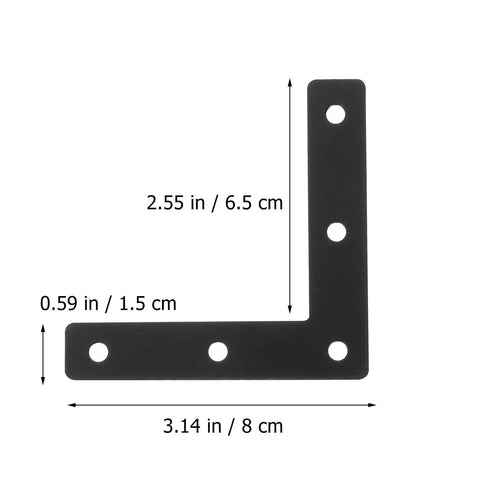 Flat Corner Braces 20 Pack - Beefy, Heavy Duty L Shape Right Angle Shelf Supports For Wood Furniture, Anti Rust Cold Rolled Steel measurement view