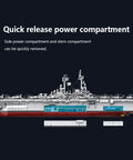 US Navy Warship Brick Set 1 To 300 Scale Wasp Class Amphibious Assault Carrier Model With Over 5200 Bricks showing quick release power compartment