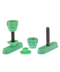 Matchfit Dovetail Hardware Kit One Inch Six Piece For Jigs With 360-Degree Motion, green knobs and screws for dovetail grooves.
